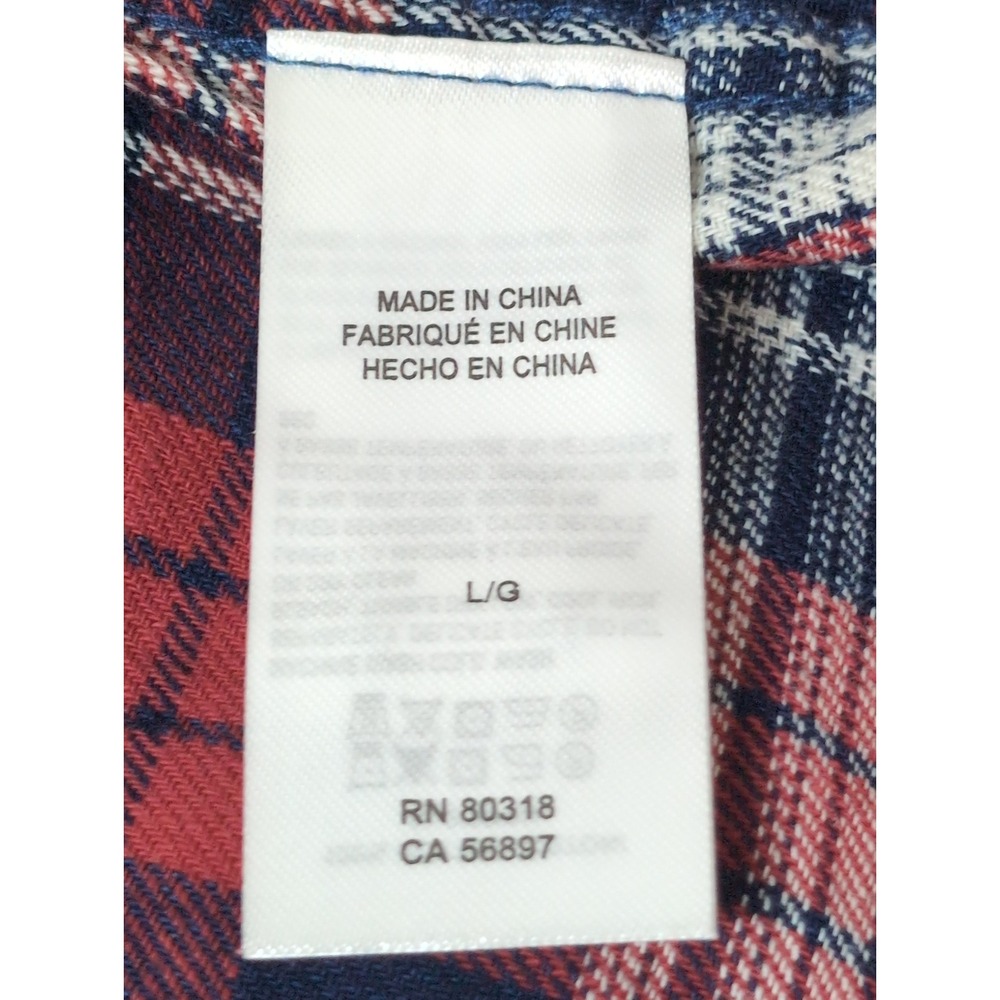 Lucky Brand Men's Lg Plaid Red White Blue Long Sleeve Button Down Shirt Cotton - Picture 10 of 16